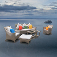 Outdoor Rattan Wicker Sofa Set with Coffee Table, Weatherproof Patio Garden Furniture