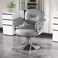 Adjustable Hydraulic Barber Chair with Stainless Steel Armrests for Hair Salon