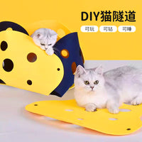 Modular Corrugated Cat Tunnel and Scratcher Maze for Play and Rest
