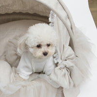 Waffle Knit Dog Princess Dress with Lace for Small Dogs