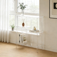 Acrylic 4-Tier Square Side Table Transparent Nightstand Decor Corner Table