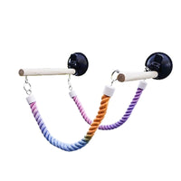 Reptile Wood Perch Swing with Cotton Rope Hammock for Terrarium Decor