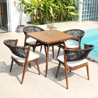 Outdoor Rattan Wicker Patio Dining Set with Square/Round Table and 4 Chairs