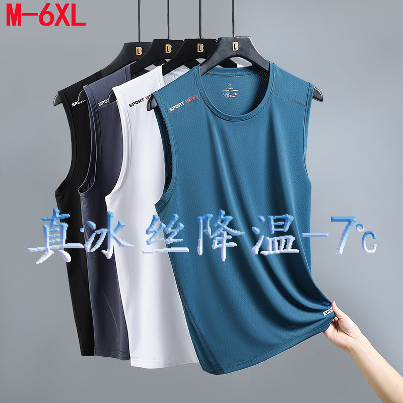 Men's Ice Silk Quick-Dry Athletic Tank Top for Summer Workouts and Casual Wear