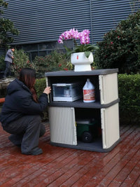 Outdoor Garden Storage Cabinet with Lock, Waterproof and Dustproof, Large Capacity