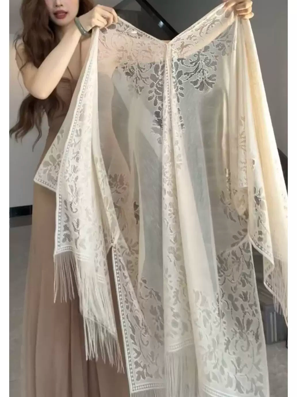 Vintage Lace Hollow Out Tassel Sun Protection Cardigan for Women