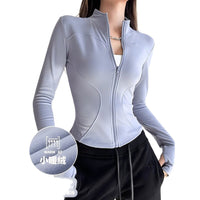 Women's UV Protection Running Jacket with Zipper, Stand Collar, and Slim Fit