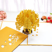 Ginkgo Tree 3D Pop-Up Greeting Card for Teachers & Friends, Handmade Laser-Cut Message Card