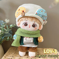 20cm Cotton Doll Clothes Set with Overalls Dress for Plush Dolls