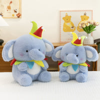 Happy Elephant Plush Toy with Clown Hat, Soft Stuffed Animal for Comfort and Play