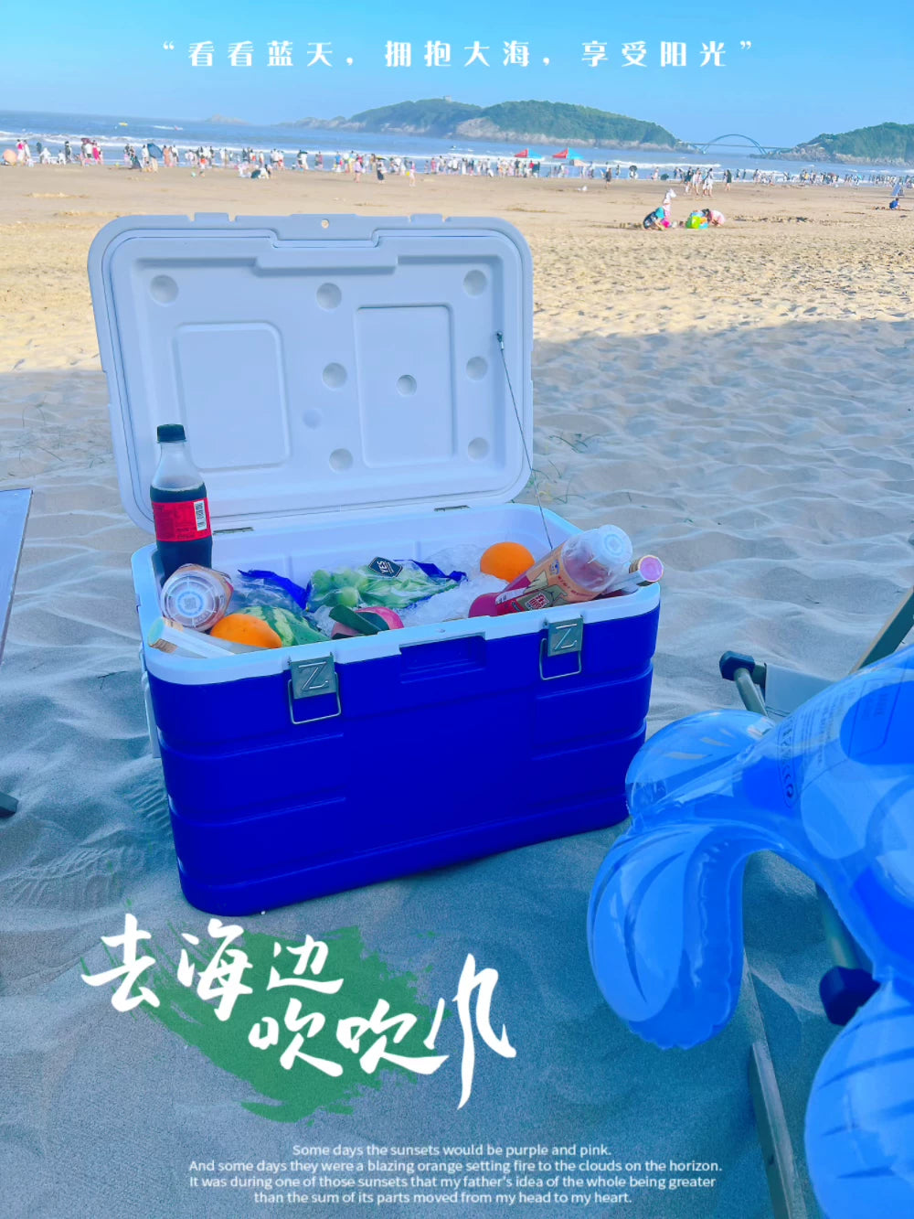 Portable Insulated Cooler Box with Skylight for Outdoor Activities