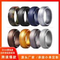 Men's 8mm Beveled Edge Silicone Ring for Outdoor Sports