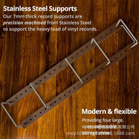 Solid Wood Retro Vinyl Record and CD Display Stand