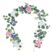 Eucalyptus Rose Butterfly Garland Artificial Greenery for Wedding & Festival Decor