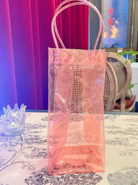 Reusable PVC Wine Bottle Cooler Bag with Handle - Clear Soft Packaging Gift Bag for Wine & Flowers