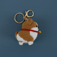 Hand-Knitted Corgi Dog Keychain Charm