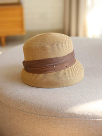 Summer Organza Bucket Hat with Rhinestone Trim, Sun Protection Beach Hat