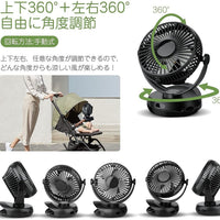 5-inch Rechargeable Clip-on Fan with LED Light, Portable USB Desk Fan for Outdoor Camping