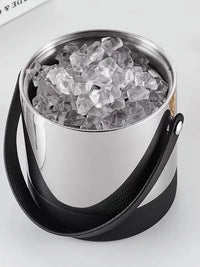 Stainless Steel Double-Layer Insulated Ice Bucket with Handle for Bar KTV Champagne