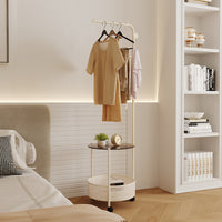 Floor-Standing Garment Rack with Integrated Bedside Cabinet, Movable Clothes Organizer