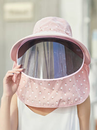 Women's Summer Breathable Sun Hat with Face Mask, UV Protection Wide Brim Hat for Outdoor Activities