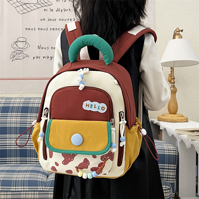 Kids' Portable Dopamine Color-Block Mini Backpack for Preschool & Outdoor Activities
