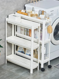 Slim Bathroom Storage Cart with Wheels, Multi-layer Gap Organizer for Toilet and Sink