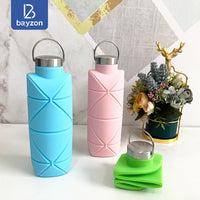 Collapsible Silicone Water Bottle with Handle for Travel and Sports, Portable and Leak-Proof