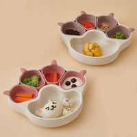 New Silicone Bear Paw Suction Plate for Babies and Toddlers, Platinum Cured Divided Feeding Tray with Utensil Set