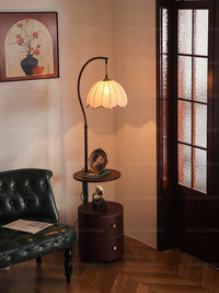 French Retro Ambient Floor Lamp with Integrated Shelf for Living Room Bedroom Sofa Side Decor