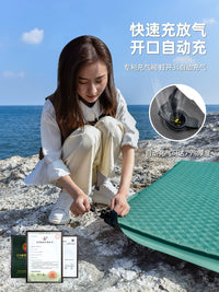 Qisu Automatic Inflatable Camping Mattress with Memory Foam - Moisture-Proof Outdoor Sleeping Pad for Tents