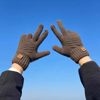 Unisex Double-Layer Fleece Lined Touchscreen Gloves for Winter Cycling and Outdoor Activities
