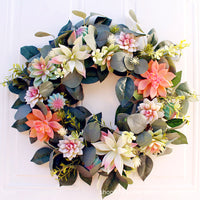 Artificial Peony Wreath, Christmas Decorative Vine Wreath, Wall Decor