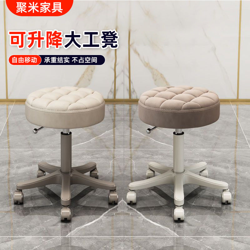 Adjustable Swivel Salon Stool with Backrest and Wheels for Beauty, Hair, Nail Salons, and Home Use