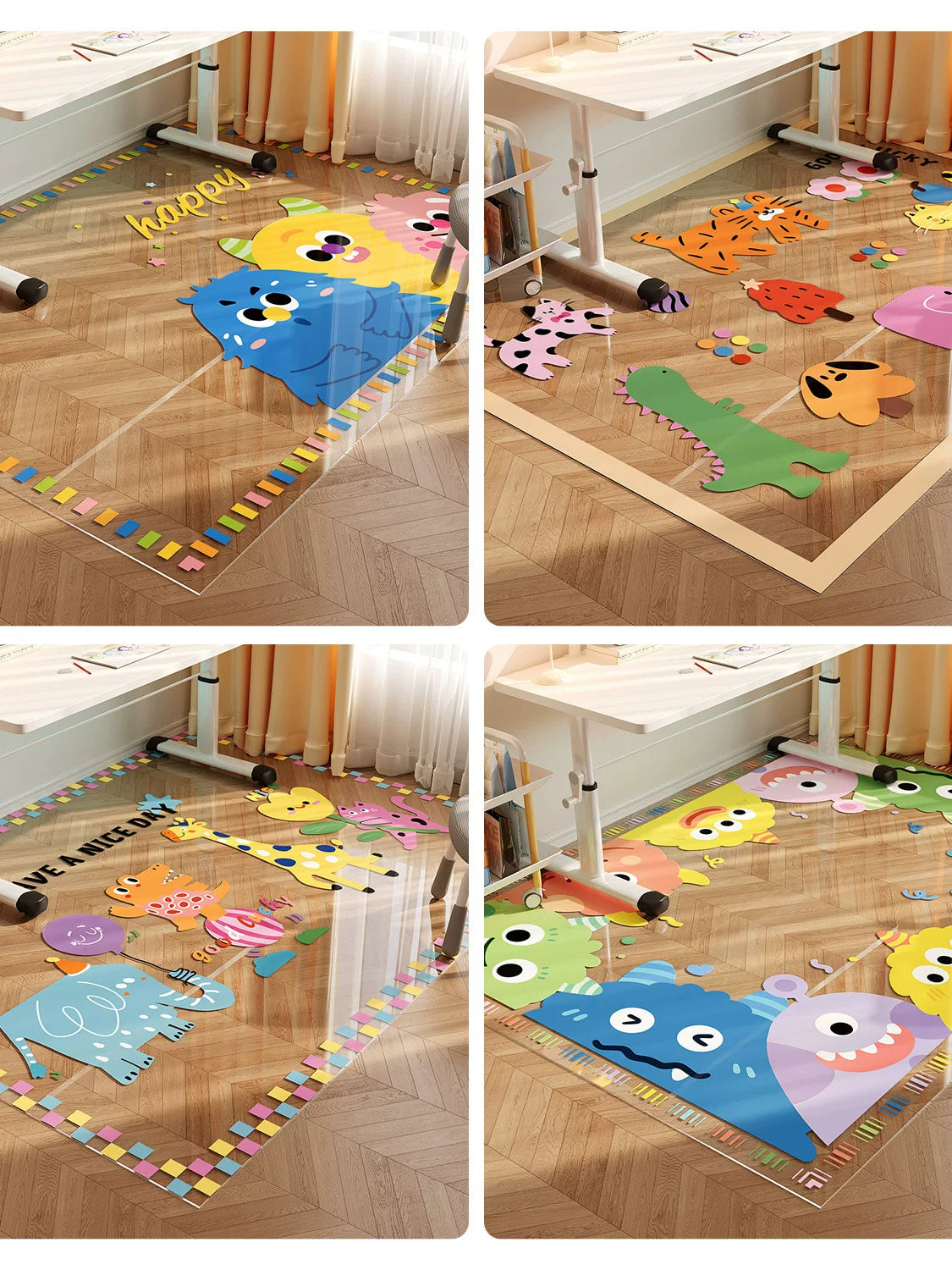 Cartoon Floor Mat for Entryway and Chair Protection, Stain-Resistant, Washable, Cuttable