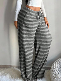 American Retro Striped Wide-Leg Pants for Women, Soft & Comfortable High-Waisted Straight Trousers