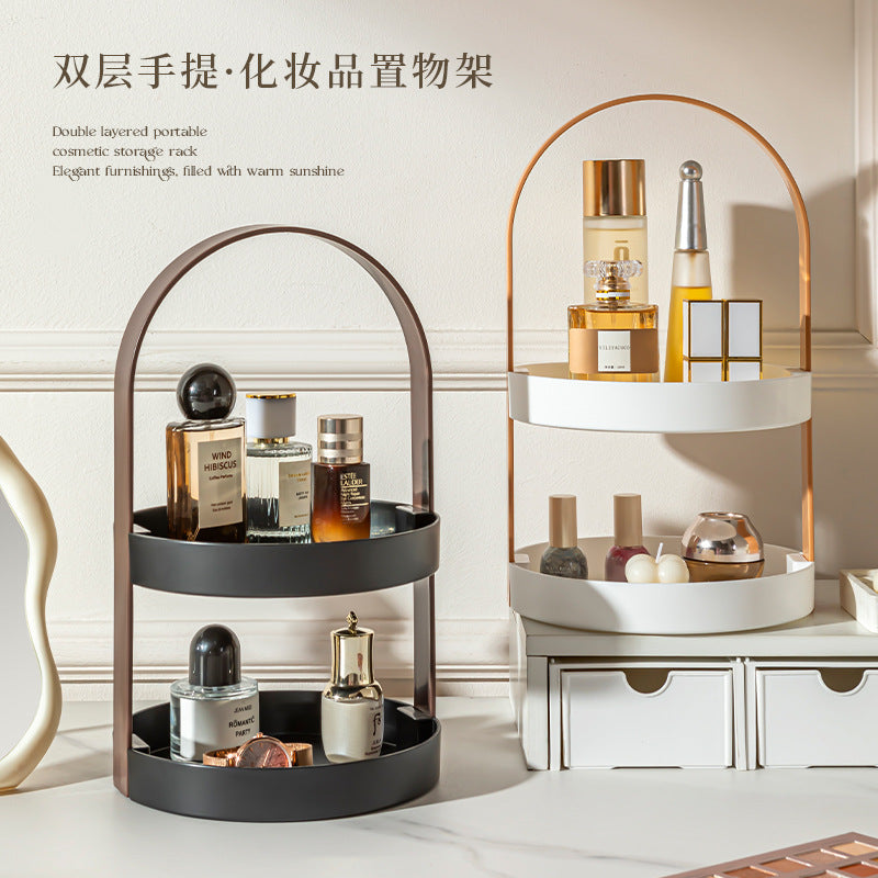Multi-layer Desktop Cosmetic Organizer with Handle, Skincare Storage Rack for Bathroom Vanity