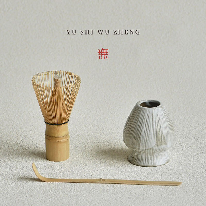 Japanese Matcha Tea Ceremony Set with Ceramic Whisk Holder and Bamboo Scoop