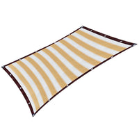 Yellow White Striped Sun Shade Net with Grommets for Patio Pool Garden