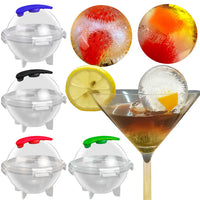 Silicone Round Ice Ball Mold for Whiskey and Cocktails, 4-Cavity Ice Cube Tray