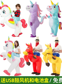 Inflatable Unicorn Horse Riding Costume for Adults and Kids
