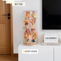 Wooden Display Case with Clear Dust Cover for Blind Box Figures and Collectibles, Multi-layer Staircase Design