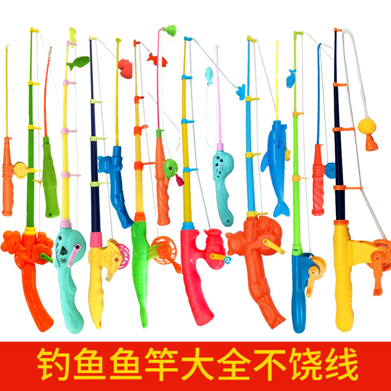Kids Magnetic Fishing Toy Set with Retractable Rods and Plastic Fish