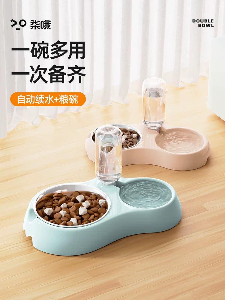 Automatic Pet Feeder with Water Dispenser and Stainless Steel Bowls for Cats and Dogs