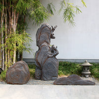 Outdoor Chinese Retro Rusty Stone Garden Landscape Ornament Artificial Rock Decor