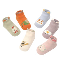 Kids' Cartoon Solid Color Cotton Non-Slip Floor Socks for All Seasons