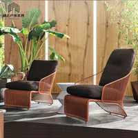 Outdoor Rattan Sofa Coffee Table Set Patio Garden Balcony Small Table Chair Single Leisure Rattan Chair Three-Piece Set