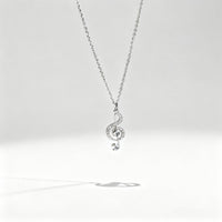 Vintage Silver Diamond Music Note Necklace for Women