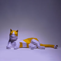 3D Papercraft Lying Cat Model Kit for Home Decor