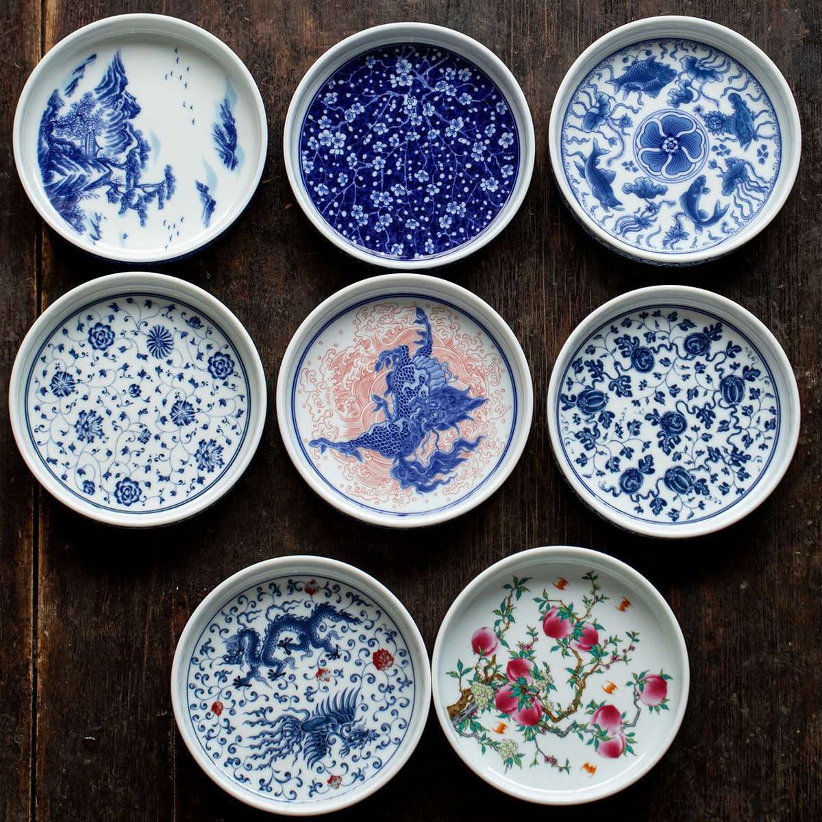 Miyan Antique Chinese Blue and White Porcelain Teapot Tray for Gaiwan and Teapots